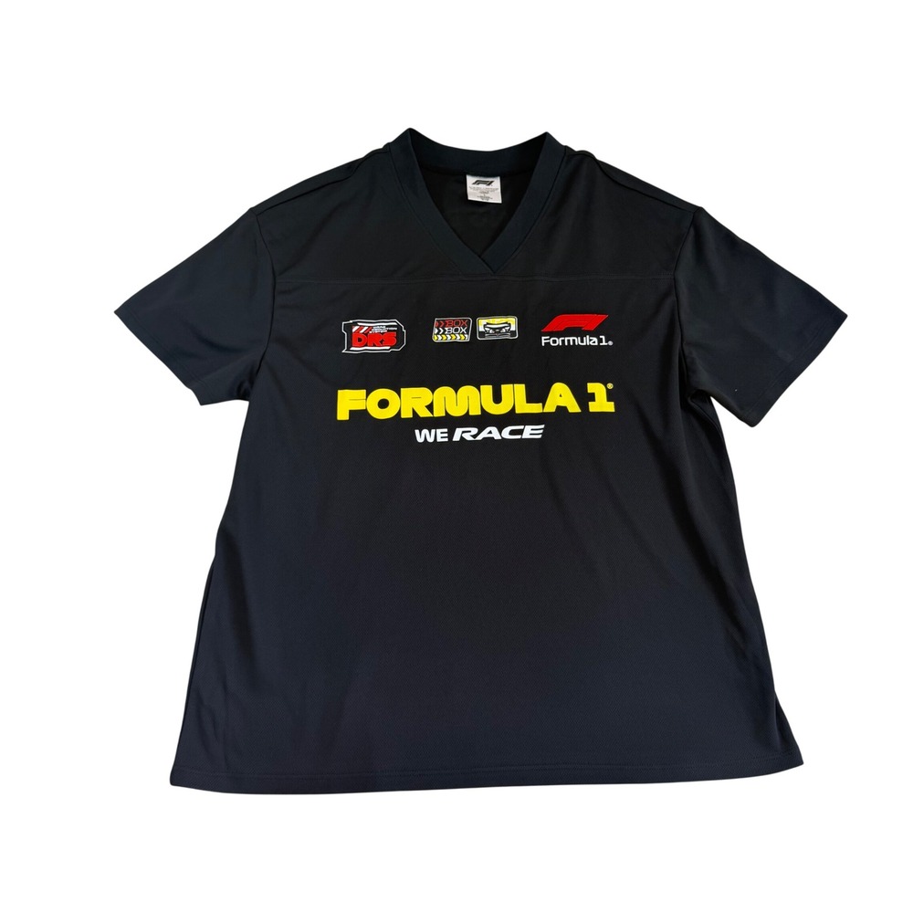 Formula 1 F1 Racing Jersey Shirt Black V-Neck Graphic Hybrid Apparel Large